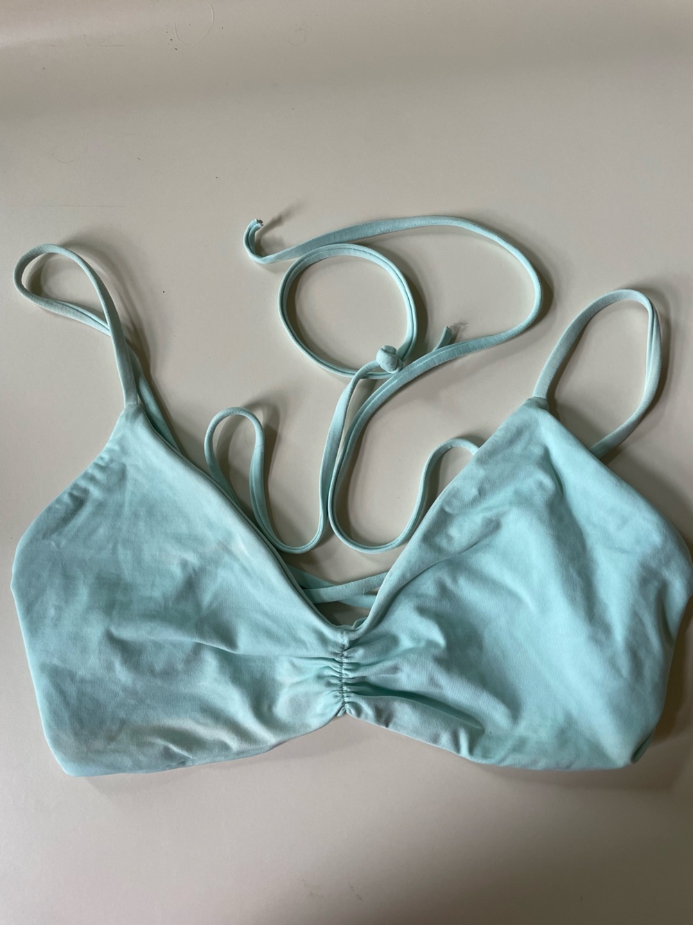 L Space Pale Mint Green Bikini Top, size S